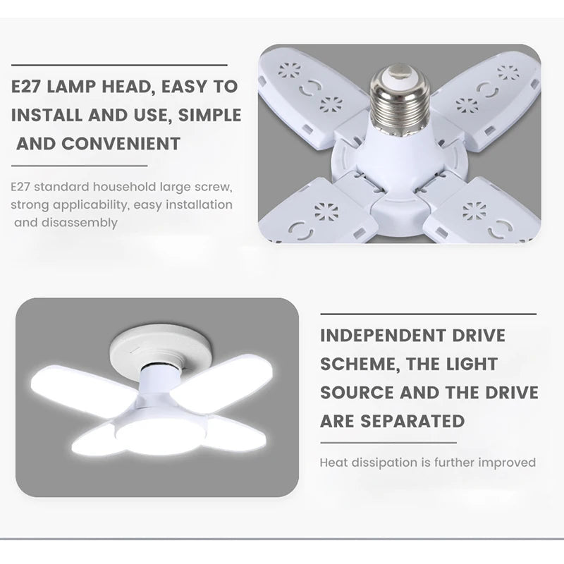 Foldable Fan-Shape E27 LED Ceiling Light Bulb