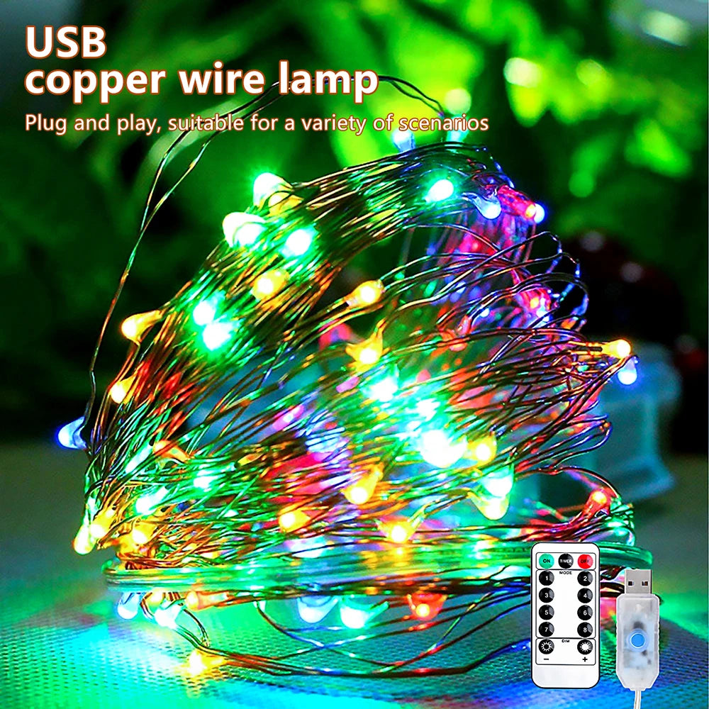 Waterproof USB LED Copper Wire Fairy Lights with Remote