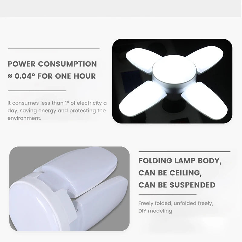 Foldable Fan-Shape E27 LED Ceiling Light Bulb